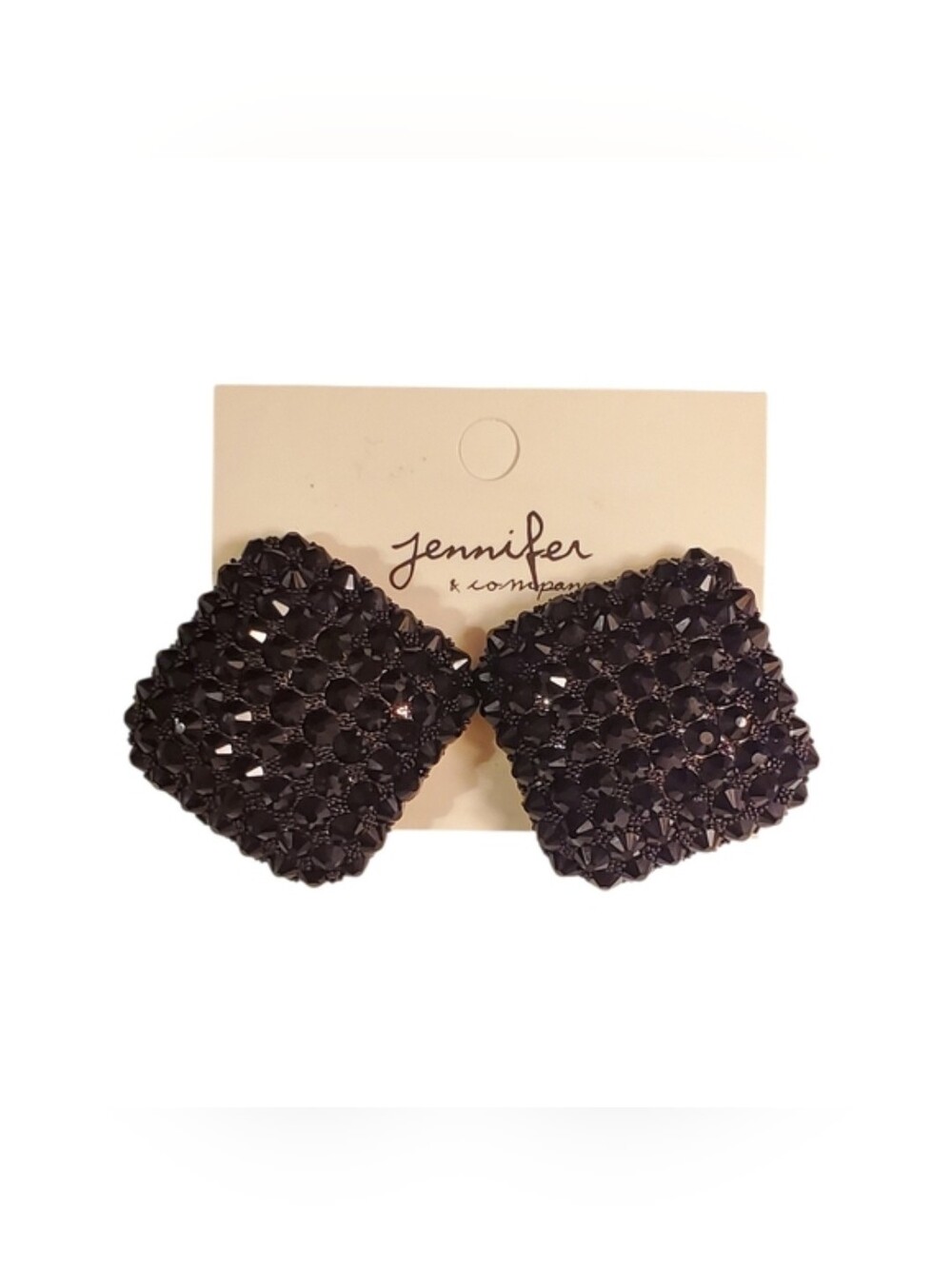 Jennifer & Company Textured Black Rhinestone Cluster Earrings
